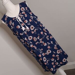 New Directions  sz PL midi dress with tassel front ties